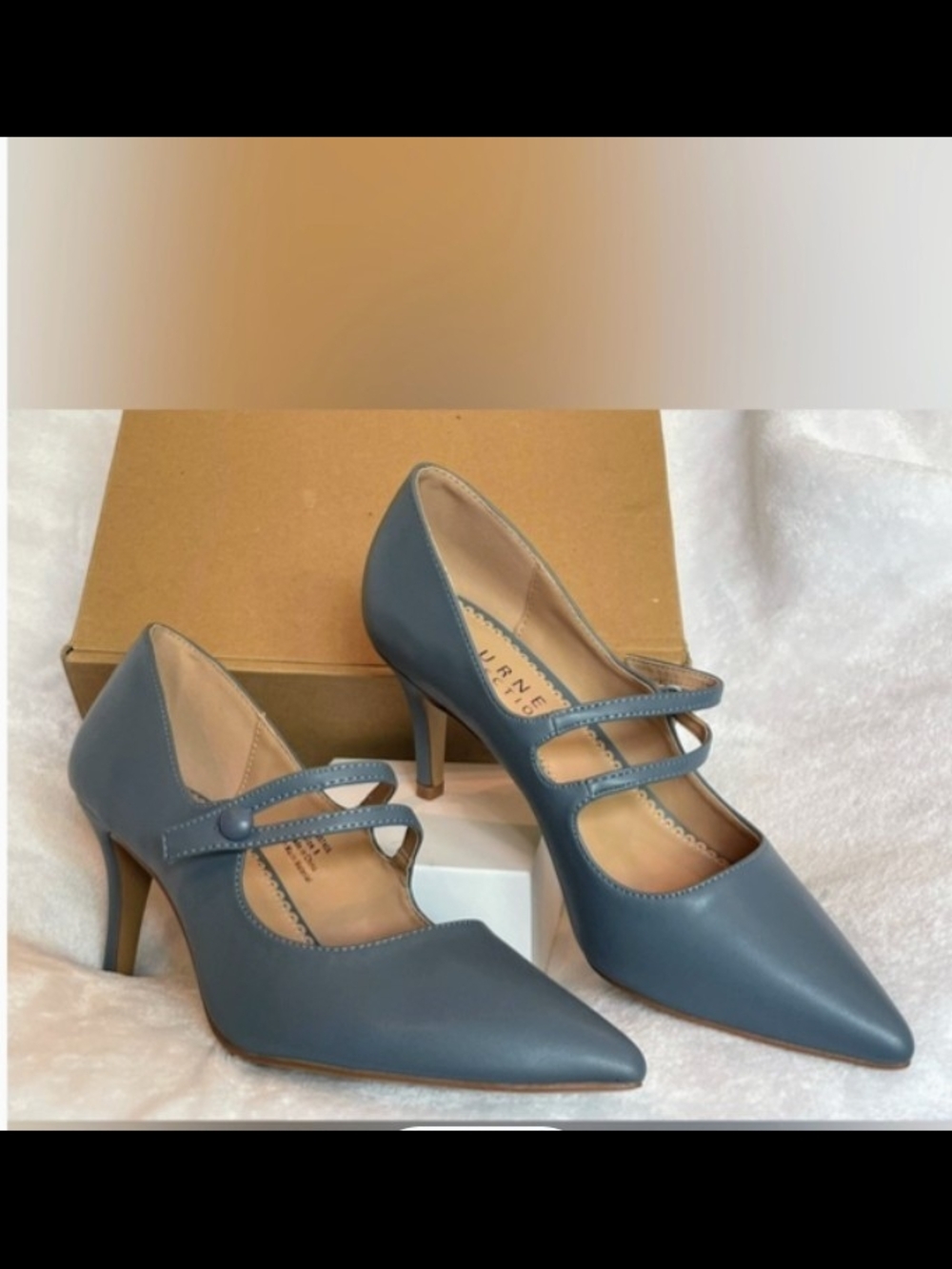 Journee Collection Sidney Blue Pointed-Toe Mary Jane Heels with Double Straps